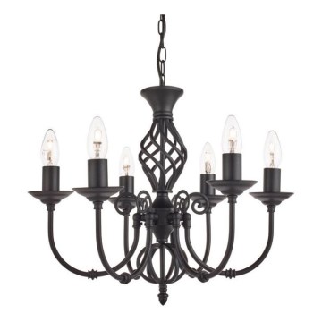 Searchlight - Ljuskrona på kedja ZANZIBAR 6xE14/60W/230V svart