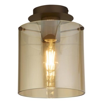 Searchlight - Taklampa SWEDEN 1xE27/60W/230V Ø 22 cm brun/rökfärgad