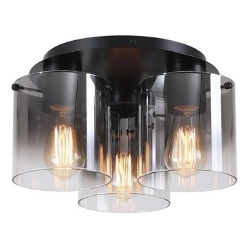 Searchlight - Taklampa SWEDEN 3xE27/60W/230V Ø 39 cm svart/rökfärgad