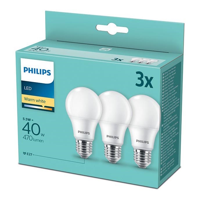 SED 3x LED Glödlampa Philips E27/5,5W/230V 2700K