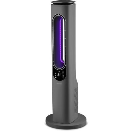 Sencor - Bladlös tornfläkt med keramisk värme 1200/2000 W/230 V, antracit + fjärrkontroll