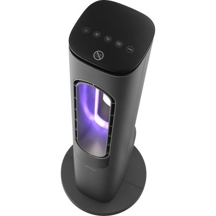 Sencor - Bladlös tornfläkt med keramisk värme 1200/2000 W/230 V, antracit + fjärrkontroll