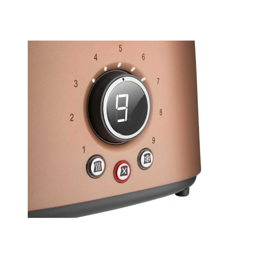 Sencor - Brödrost för 2 skivor med integrerad grill, 1000W/230V, kopparfärgad