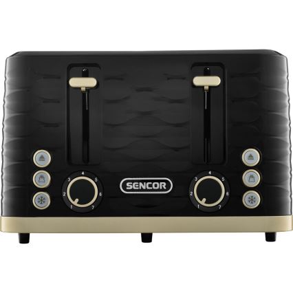 Sencor - Brödrost för fyra skivor 1600W/230V svart/beige