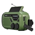 Sencor - Campingradio med vev, solpanel och LED-ficklampa, 5V/2000 mAh, IPX4, grön