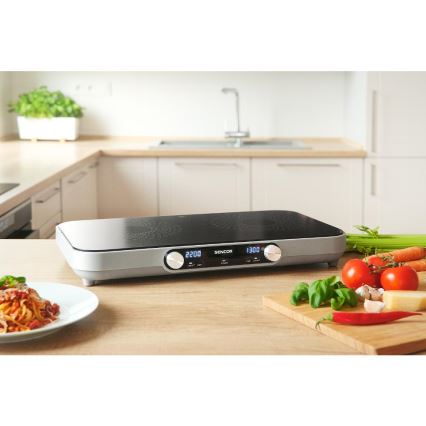Sencor - Tvåplattors glaskeramisk spis med LCD-display 3500W/230V