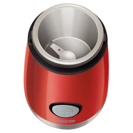 Sencor - Elektrisk kaffebönkvarn 60 g 150W/230V röd/matt krom