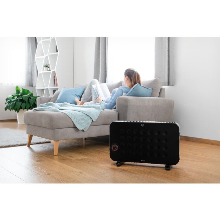 Sencor - Elektrisk konvektorvärmare 750/1250/2000W/230V termostat IP24 svart