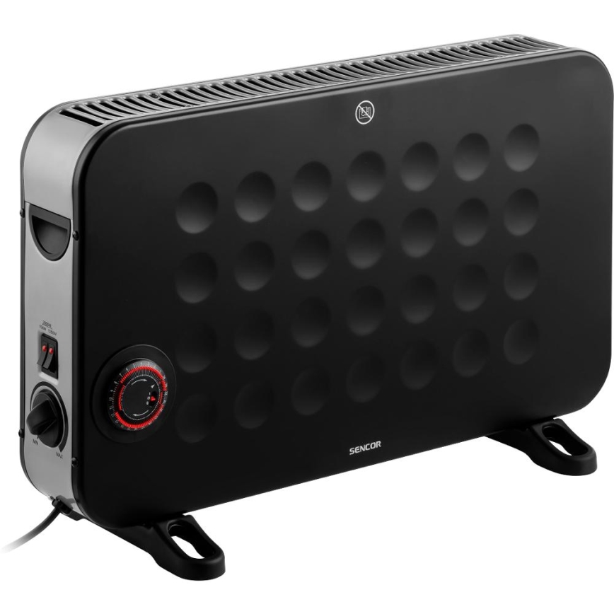 Sencor - Elektrisk konvektorvärmare 750/1250/2000W/230V termostat IP24 svart
