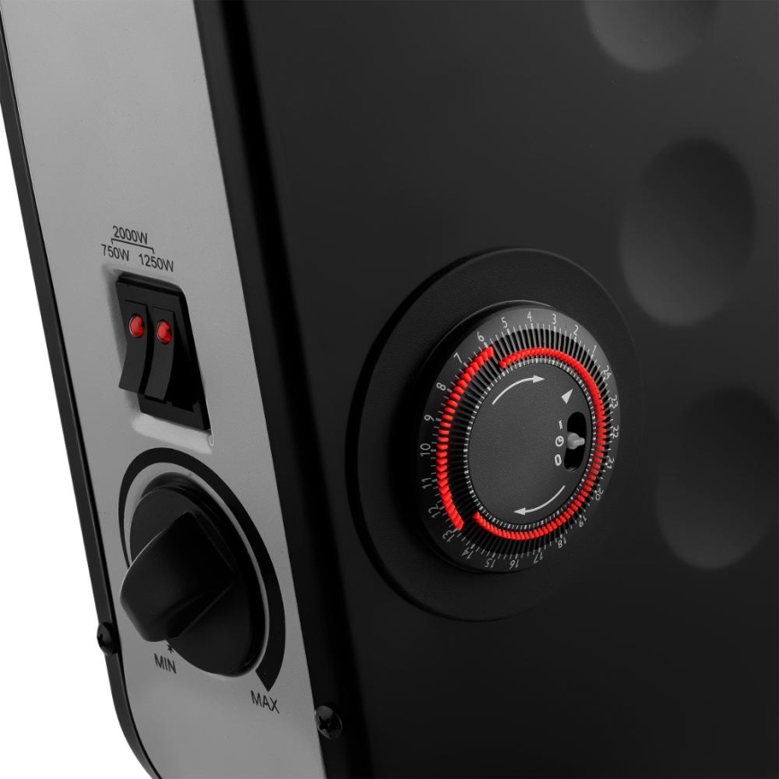 Sencor - Elektrisk konvektorvärmare 750/1250/2000W/230V termostat IP24 svart