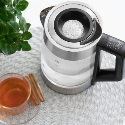 Sencor - Elektrisk vattenkokare med temperaturreglering 1,7 l 2200W/230V matt krom/svart