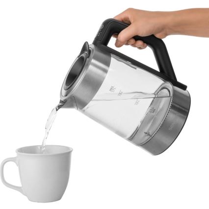 Sencor - Elektrisk vattenkokare med temperaturreglering 1,7 l 2200W/230V matt krom/svart