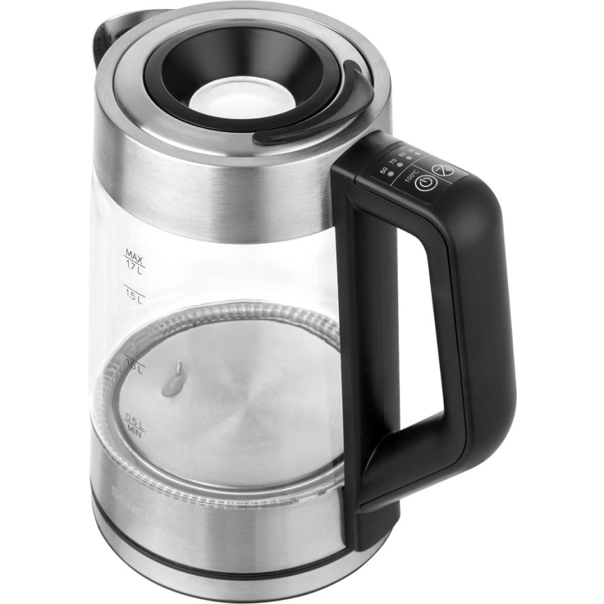 Sencor - Elektrisk vattenkokare med temperaturreglering 1,7 l 2200W/230V matt krom/svart