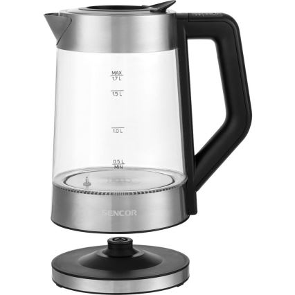 Sencor - Elektrisk vattenkokare med temperaturreglering 1,7 l 2200W/230V matt krom/svart