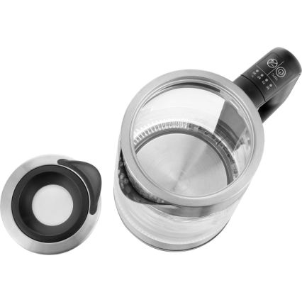 Sencor - Elektrisk vattenkokare med temperaturreglering 1,7 l 2200W/230V matt krom/svart