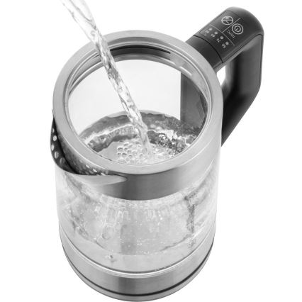 Sencor - Elektrisk vattenkokare med temperaturreglering 1,7 l 2200W/230V matt krom/svart