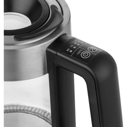 Sencor - Elektrisk vattenkokare med temperaturreglering 1,7 l 2200W/230V matt krom/svart