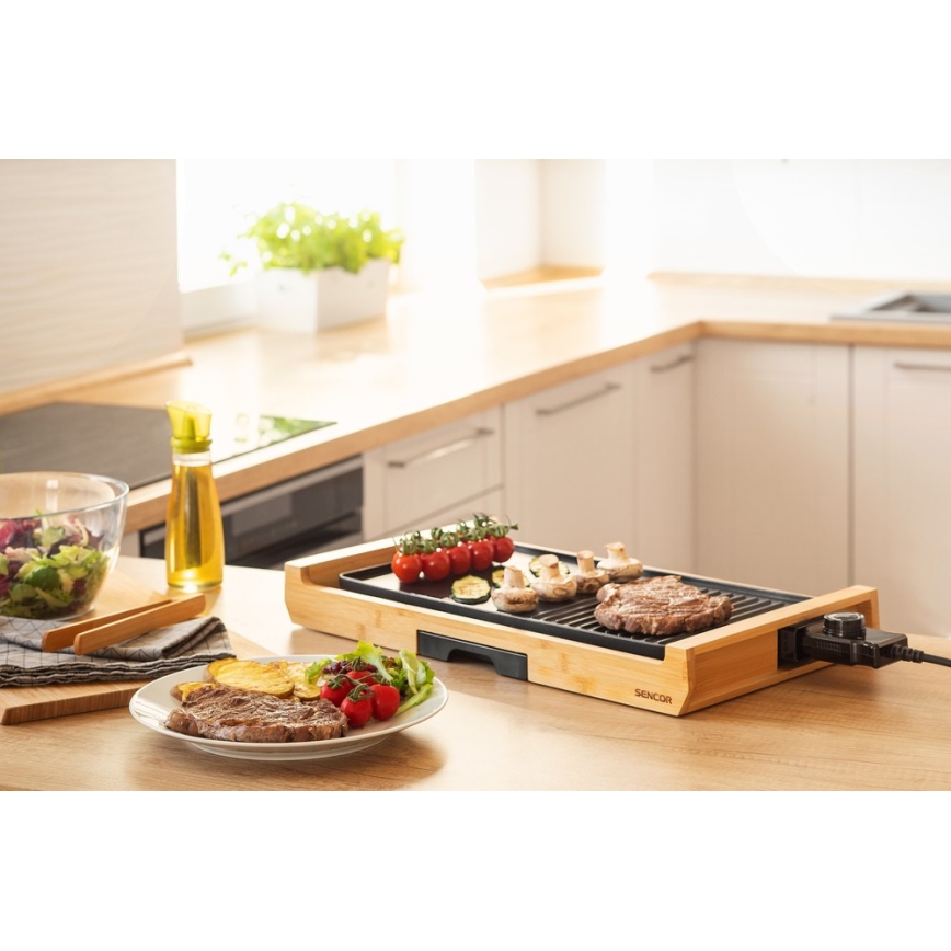 Sencor - Elektriskt bordsgrill 1800W/230V bambu