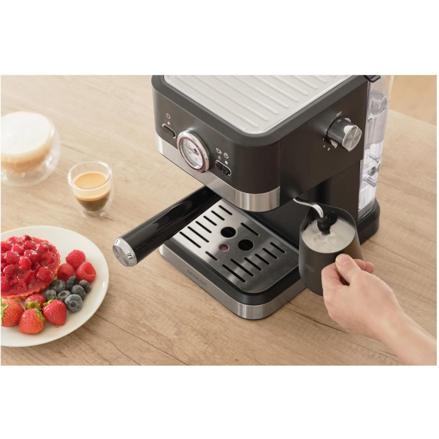 Sencor - Espressomaskin med spak 1050W/230V svart/matt krom