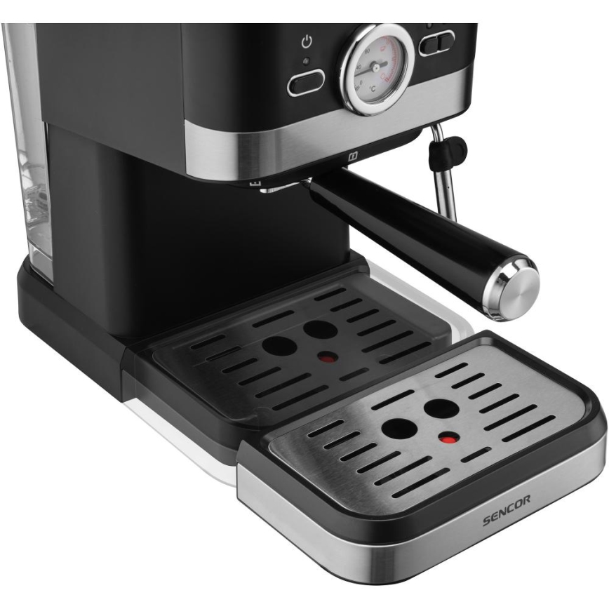 Sencor - Espressomaskin med spak 1050W/230V svart/matt krom