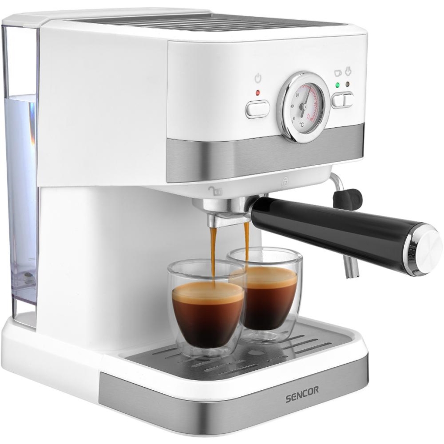 Sencor - Espressomaskin med spak 1050W/230V vit/matt krom