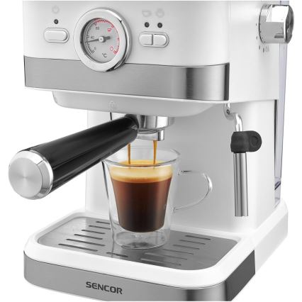 Sencor - Espressomaskin med spak 1050W/230V vit/matt krom