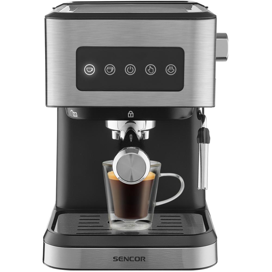 Sencor - Espressomaskin med portafilter 1050W/230V svart/matt krom