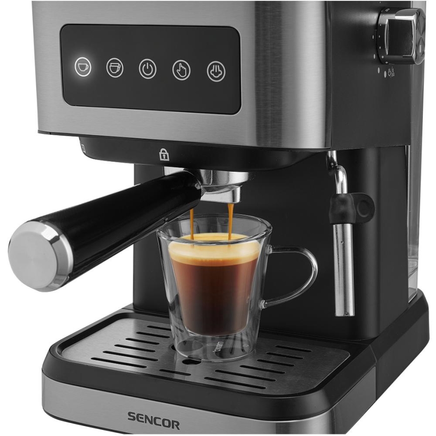 Sencor - Espressomaskin med portafilter 1050W/230V svart/matt krom
