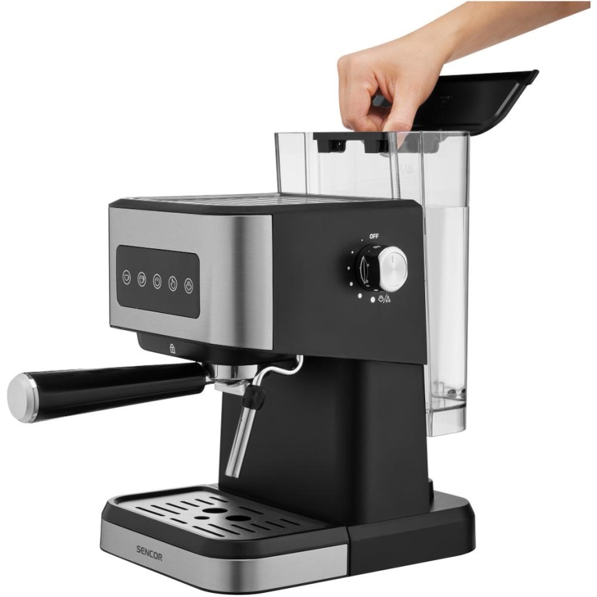 Sencor - Espressomaskin med portafilter 1050W/230V svart/matt krom