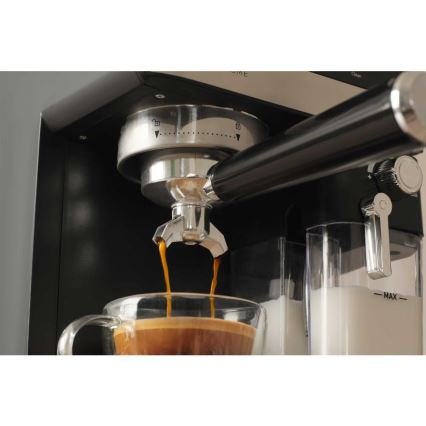 Sencor - Espressomaskin med portafilter 1350W/230V svart/mattkrom