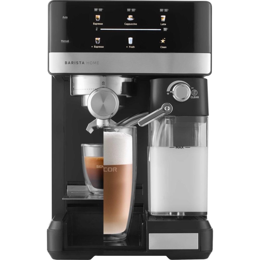 Sencor - Espressomaskin med portafilter 1350W/230V svart/mattkrom