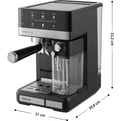 Sencor - Espressomaskin med portafilter 1350W/230V svart/mattkrom