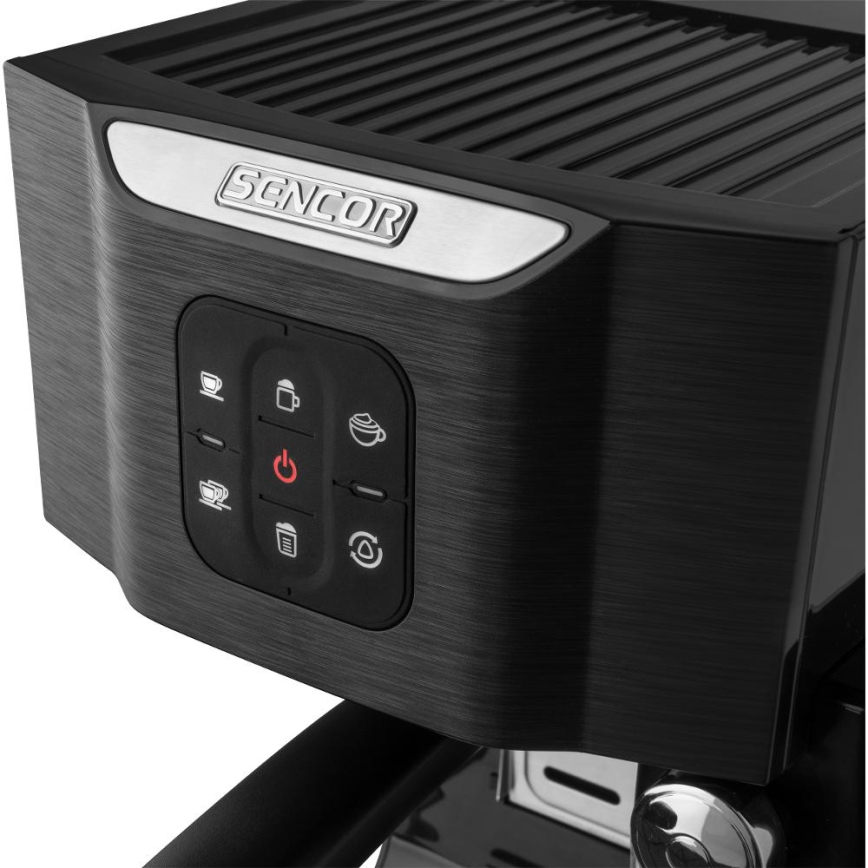 Sencor - Espressomaskin med portafilter 1450W/230V svart/matt krom