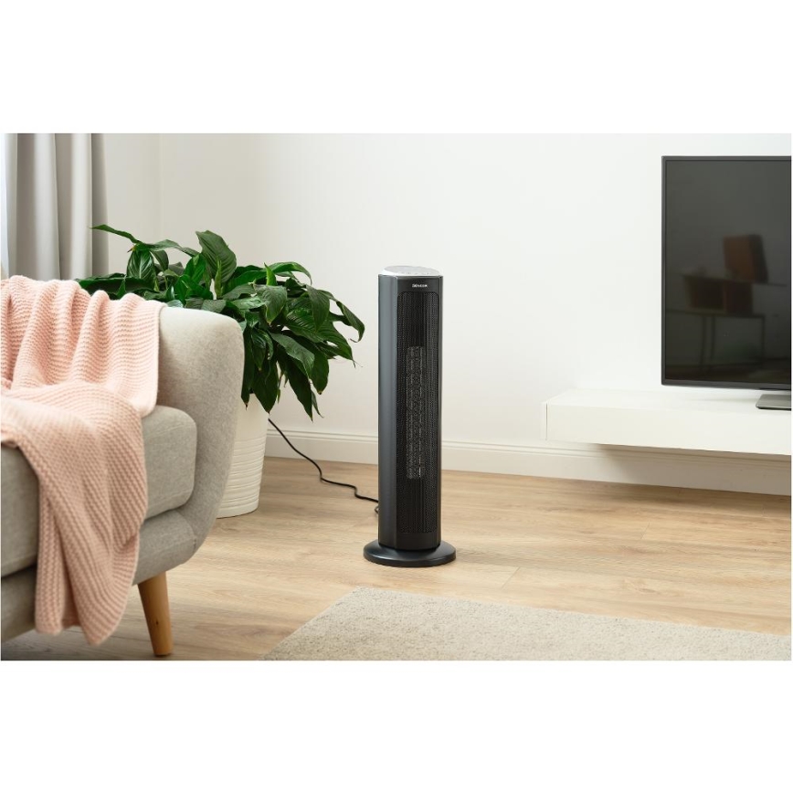 Sencor - Värmefläkt med keramiskt värmeelement 1300/2200W/230V svart + fjärrkontroll