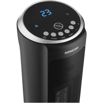 Sencor - Värmefläkt med keramiskt värmeelement 1300/2200W/230V svart + fjärrkontroll