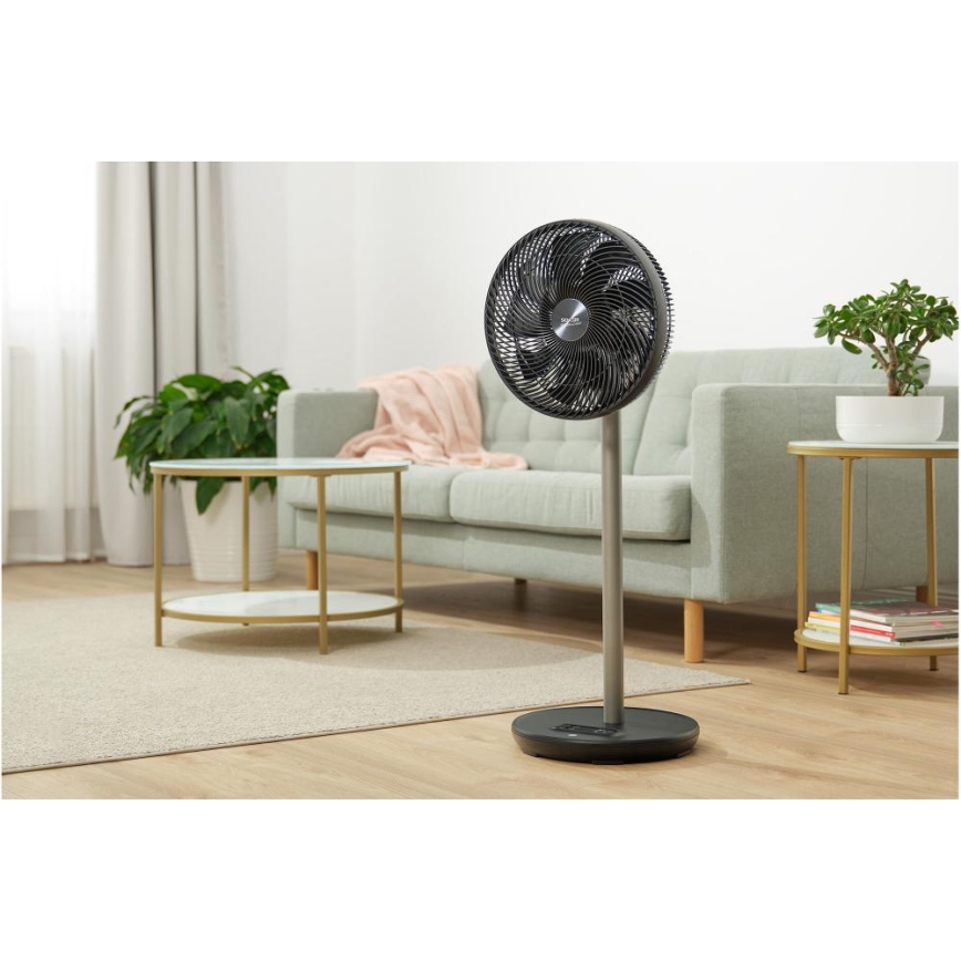 Sencor - Golvfläkt 3D UltraSilent 26W/230V Wi-Fi svart + fjärrkontroll