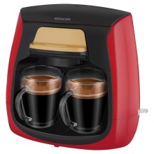 Sencor - Kaffekokare med två muggar 500W/230V röd/svart