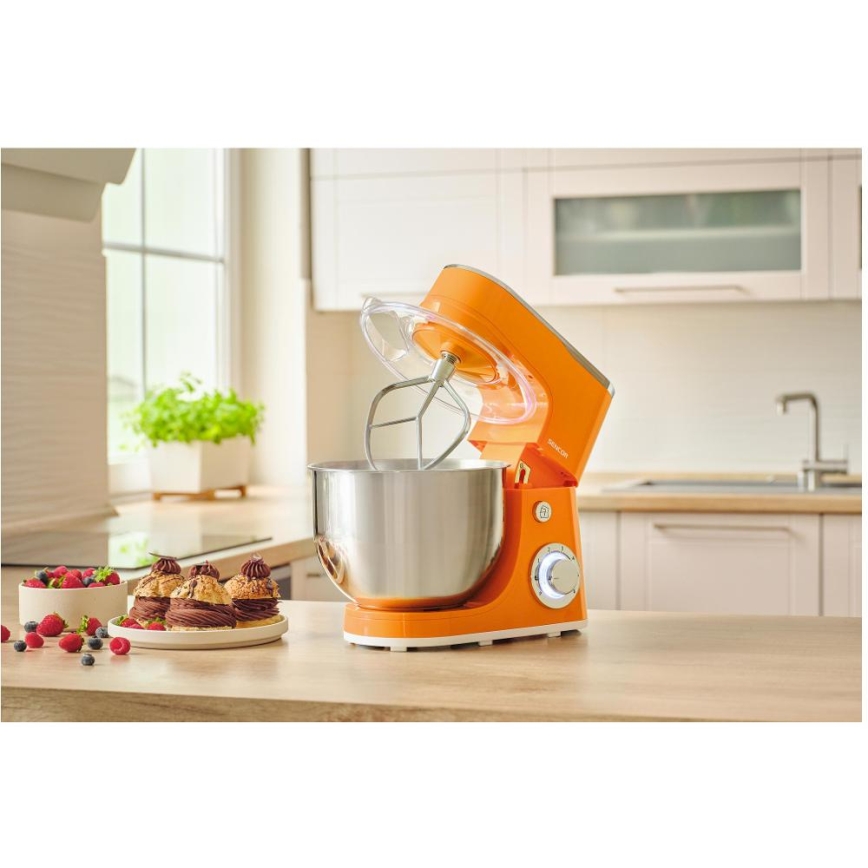 Sencor - köksmaskin med skål i rostfritt stål 1300 W/230 V orange