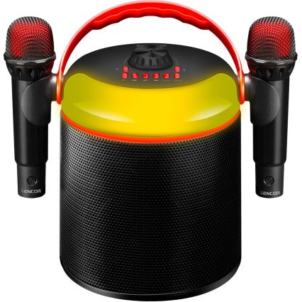 Sencor - LED-högtalare med trådlösa mikrofoner 4000 mAh + 2x 1200 mAh