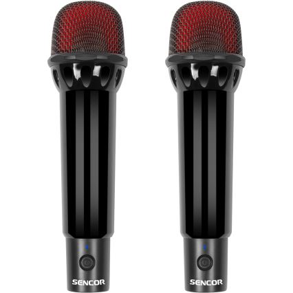 Sencor - LED-högtalare med trådlösa mikrofoner 4000 mAh + 2x 1200 mAh