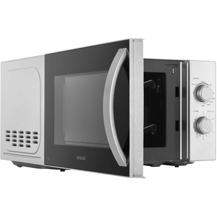 Sencor - Mikrovågsugn med grillfunktion 700W/1000W/230V 20 l matt krom