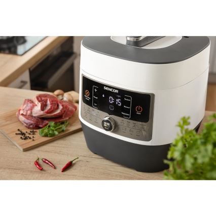 Sencor - Multifunktionell elektrisk tryckkokare 5,5 l 1000W/230V vit/svart