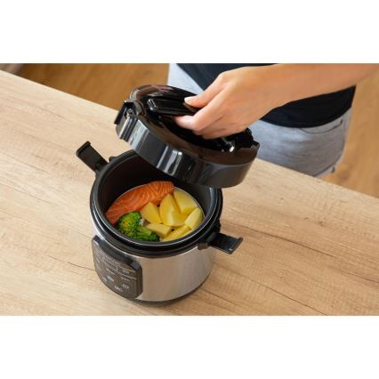 Sencor - Multifunktionell riskokare 350 W/230 V 0,6 l rostfritt stål/svart