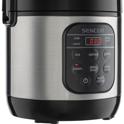 Sencor - Multifunktionell riskokare 350 W/230 V 0,6 l rostfritt stål/svart