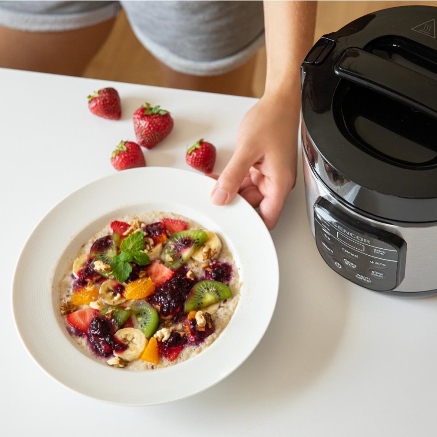 Sencor - Multifunktionell riskokare 350W/230V 0,6 l rostfritt stål/svart