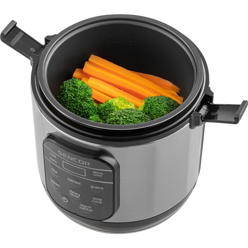 Sencor - Multifunktionell riskokare 350W/230V 0,6 l rostfritt stål/svart
