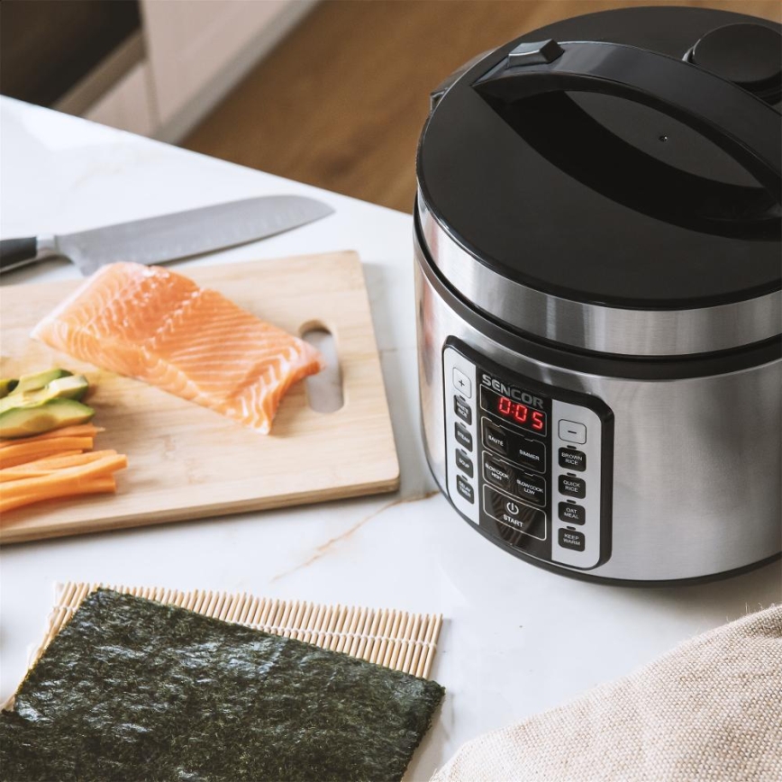 Sencor - Multifunktionell riskokare 700W/230V 1,5 l rostfritt stål/svart
