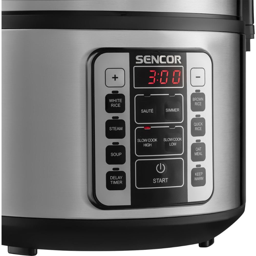Sencor - Multifunktionell riskokare 700W/230V 1,5 l rostfritt stål/svart