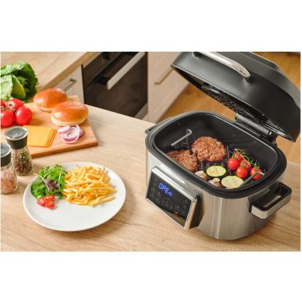 Sencor - Multifunktionell varmluftsfritös och grill 1660W/230V 6 l mattkrom/svart