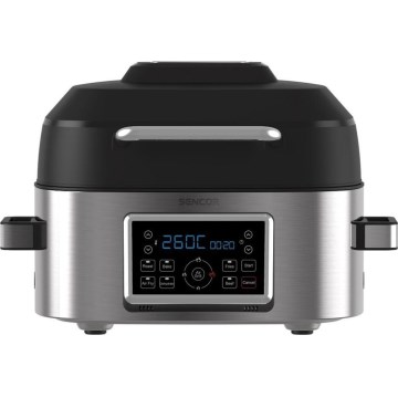 Sencor - Multifunktionell varmluftsfritös och grill 1660W/230V 6 l mattkrom/svart
